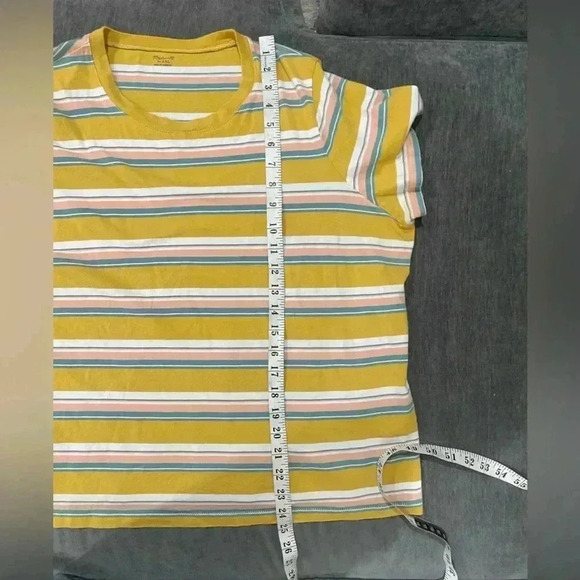 Madewell Mustard Yellow, turquoise, pink, and white Striped Tee - Size XXL - Picture 7 of 7